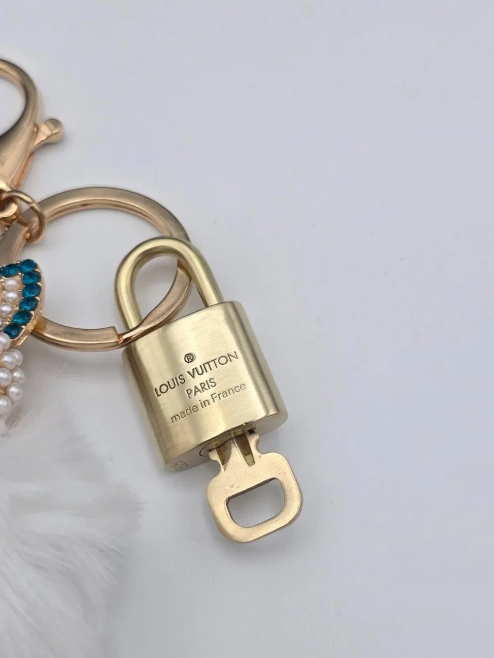 Louis Vuitton Gold Lock 🔒 Authentic LV Key + Unbranded Fox Pom-pom Bag Charm
